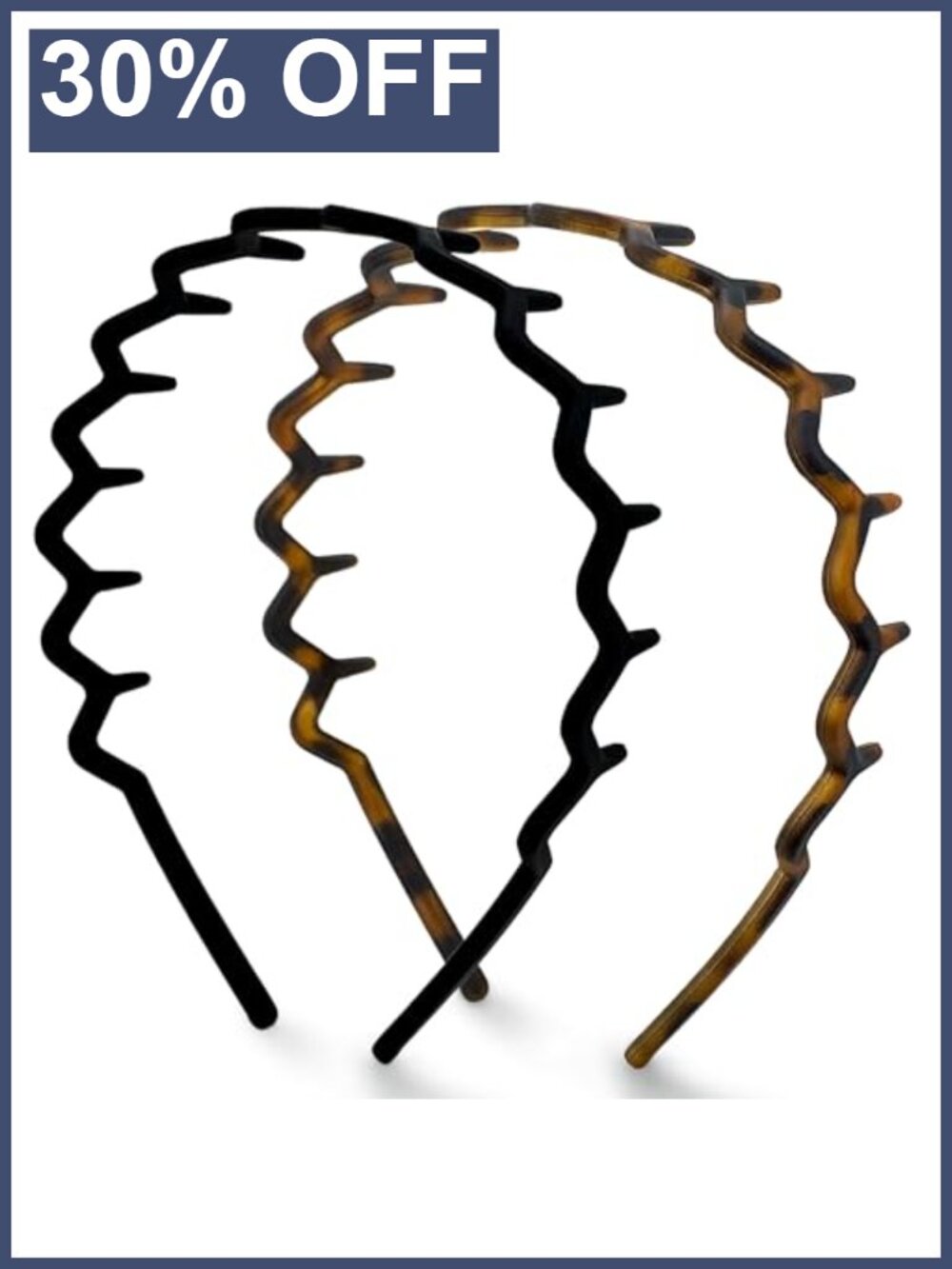 Zig Zag Headbands for Women Non-Slip Comb Hair Accessories 2 Pack